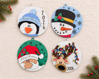 2026 Hand Painted Wood Christmas Ornaments, Santa, Snowman, Penguin, Deer