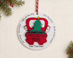Personalized Red Truck Ornament, Farmhouse Red Truck, Family Ornament, couples ornament, hand painted