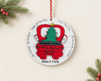 Personalized Red Truck Ornament, Farmhouse Red Truck, Family Ornament, couples ornament, hand painted