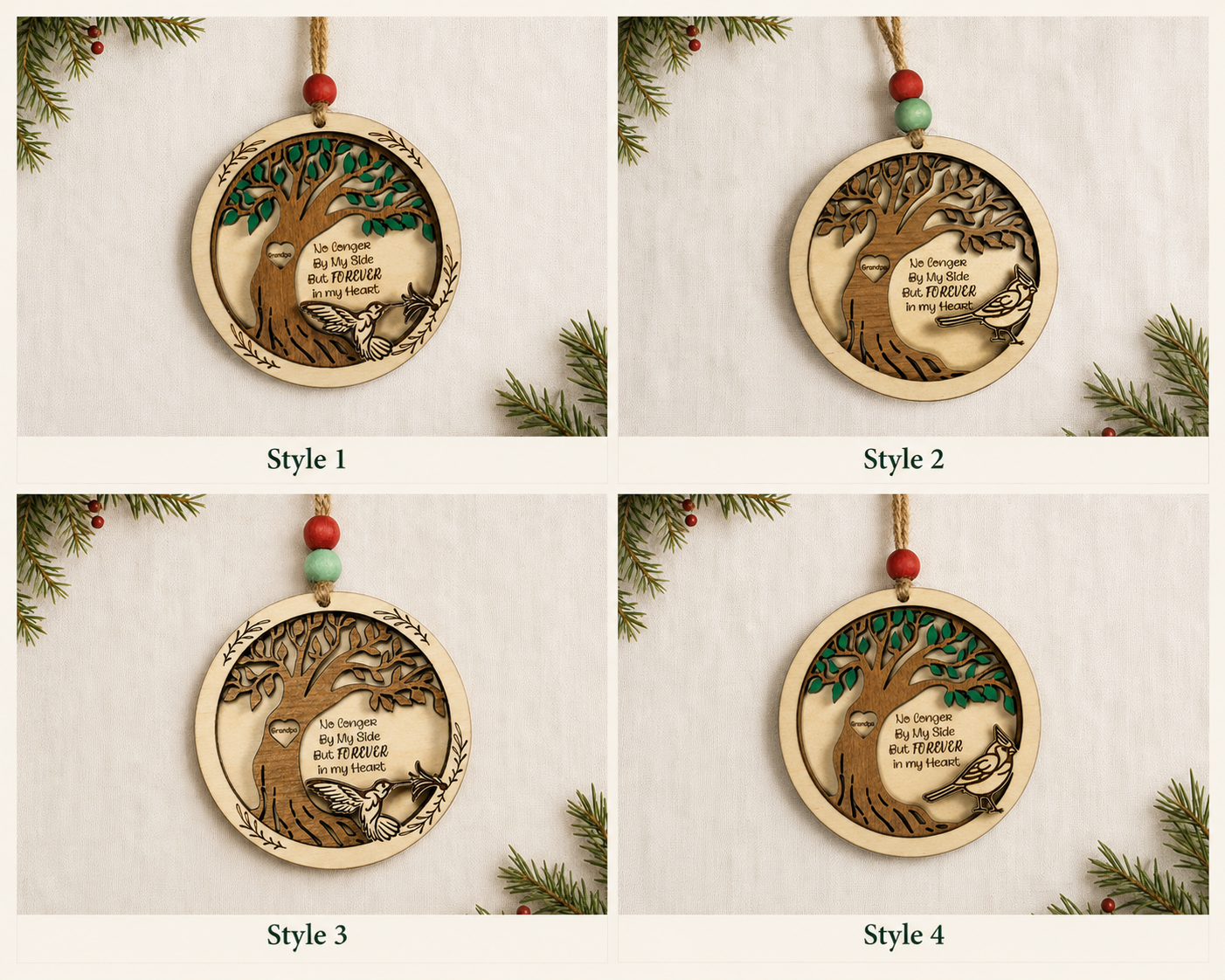 Personalized Memorial Christmas Ornament-Cardinal, Hummingbirds, Holiday  Christmas Memories Sympathy Gift Forever in our heats