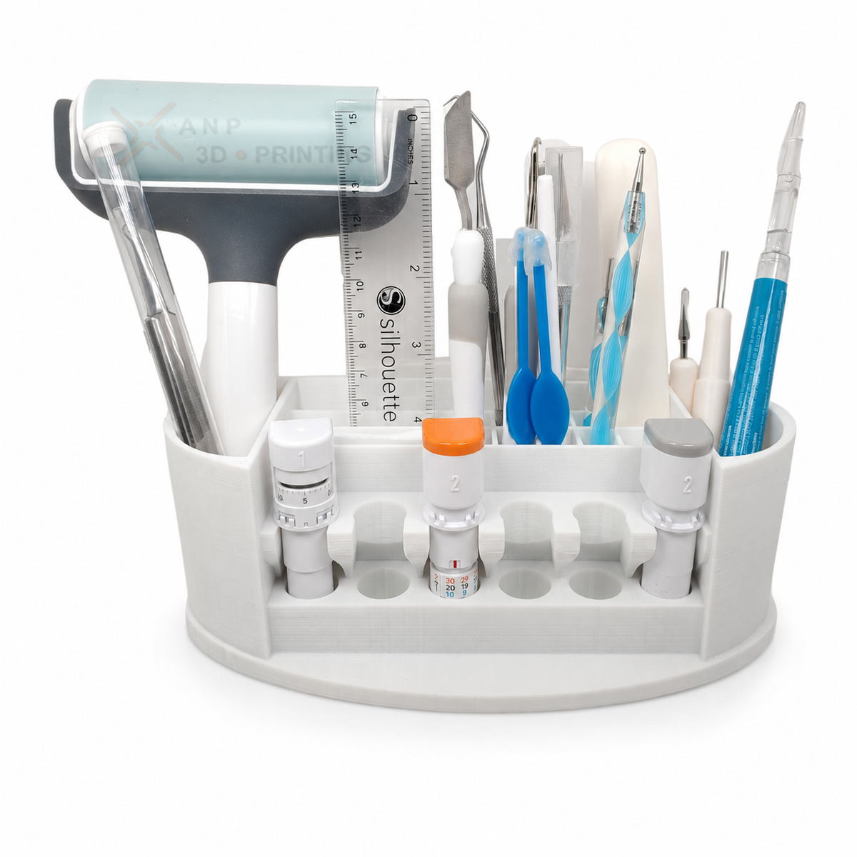 Silhouette Cameo tool holder filled with crafting tools