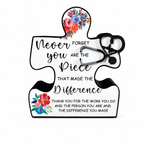 Front view of personalized healthcare puzzle piece plaque for nurses and doctors