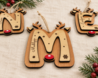 Personalized Reindeer letter ornaments stocking tags