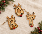 Personalized Reindeer letter ornaments stocking tags