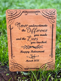 Personalized Retirement Wood Plaque, Beautiful Cherry Wood , Happy Retirement