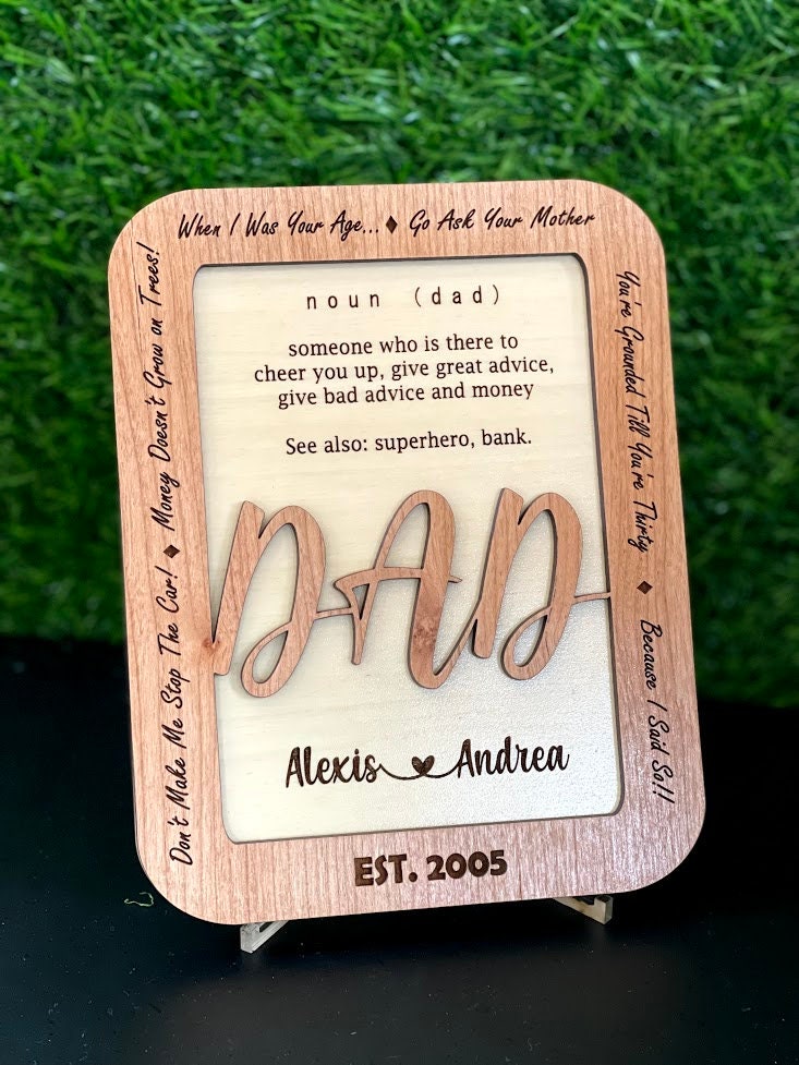 Personalized Wooden Dad or Grandpa Plaque with Names and Date