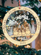 Snowman Christmas Ornament, Personalized Acrylic & Birch wood, Wooden ornaments, Family ornament