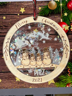 Snowman Christmas Ornament, Personalized Acrylic & Birch wood, Wooden ornaments, Family ornament