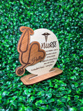 Personalized Wooden Nurse Plaque Custom Name & Stethoscope Design