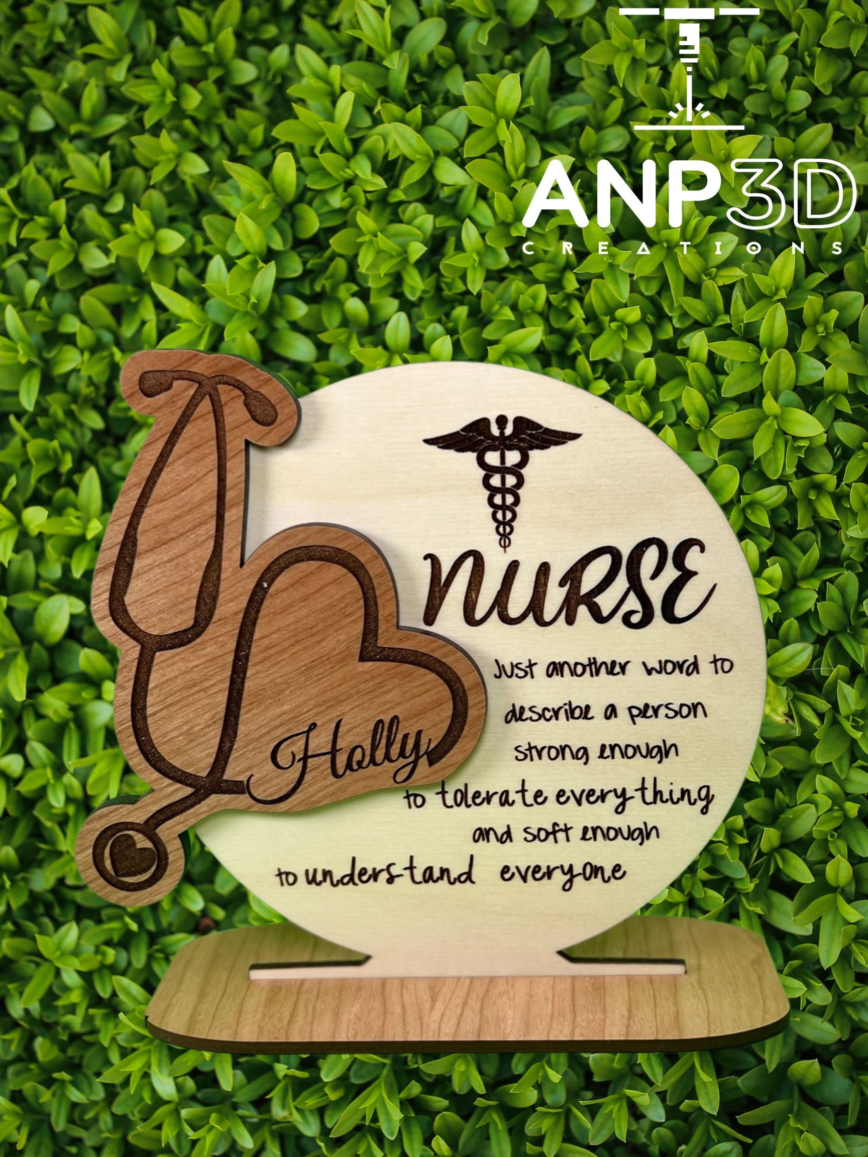 Personalized Wooden Nurse Plaque Custom Name & Stethoscope Design