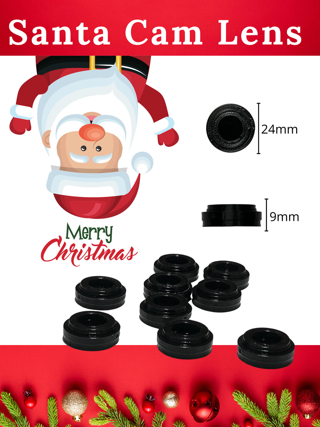 Santa Cam Lens for Ornaments Fake Camera Lenses