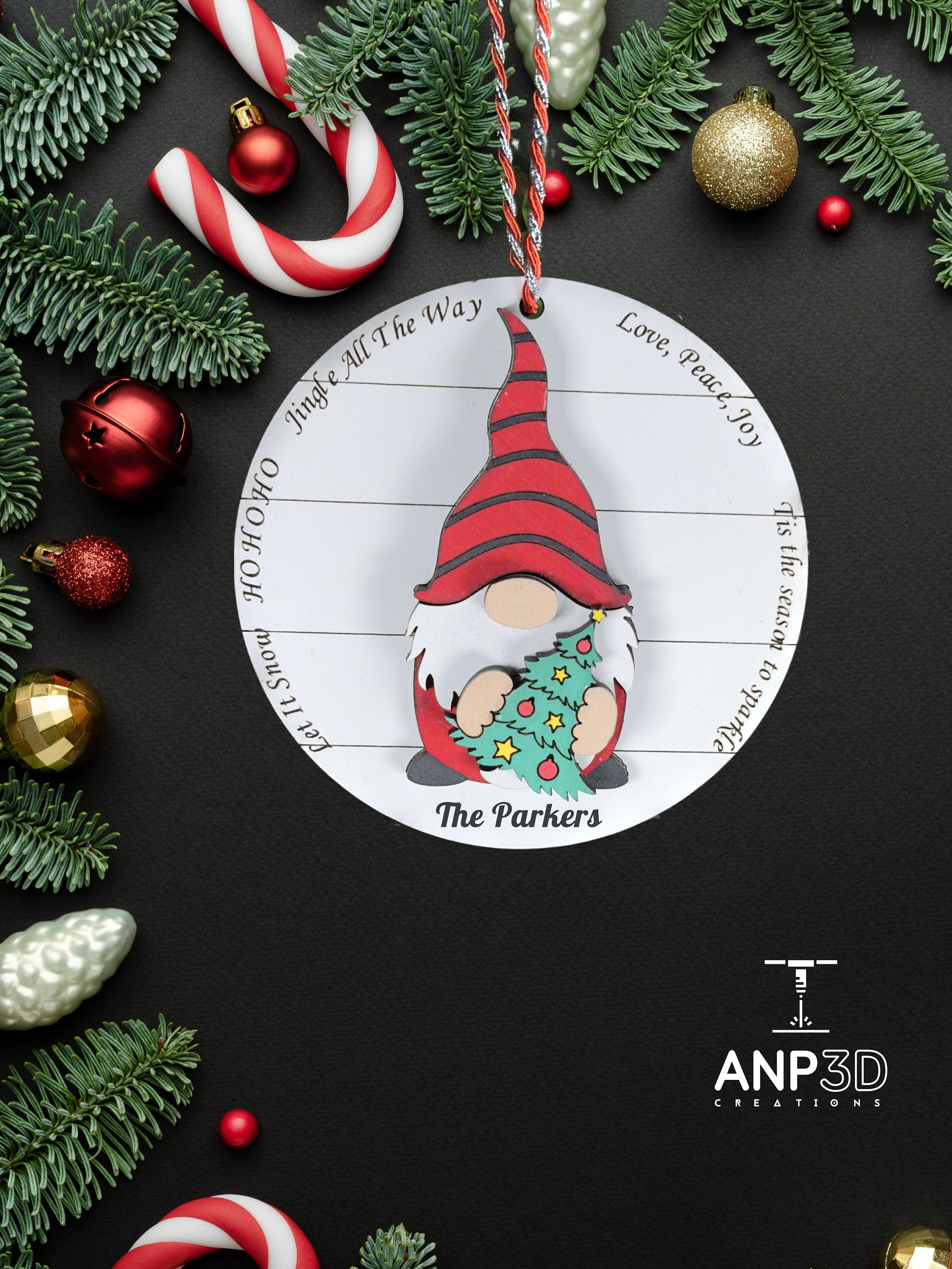 Personalized Gnome Christmas Ornament Custom Holiday Keepsake