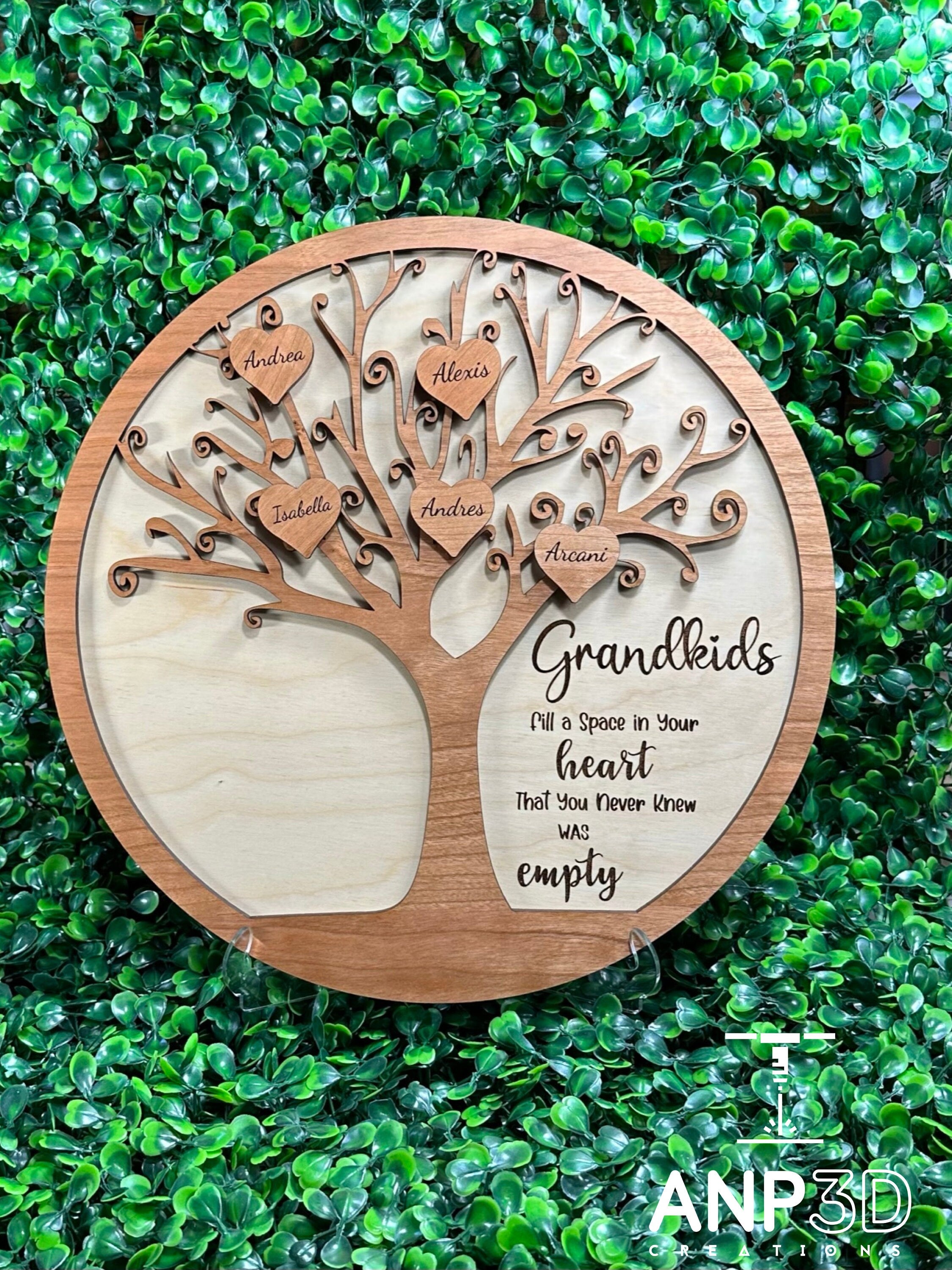 Family Personalized Cherrywood - Mom- Birch wood Plaque, Family Gift- Grandma - Nana -