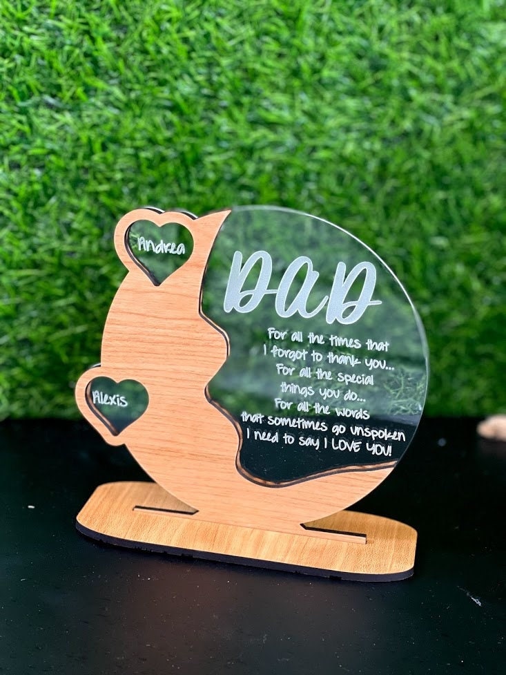 Father's  Day Personalized Cherrywood - Acrylic - Birch wood  Plaque, Beautiful gift -  Grandpa - Dad