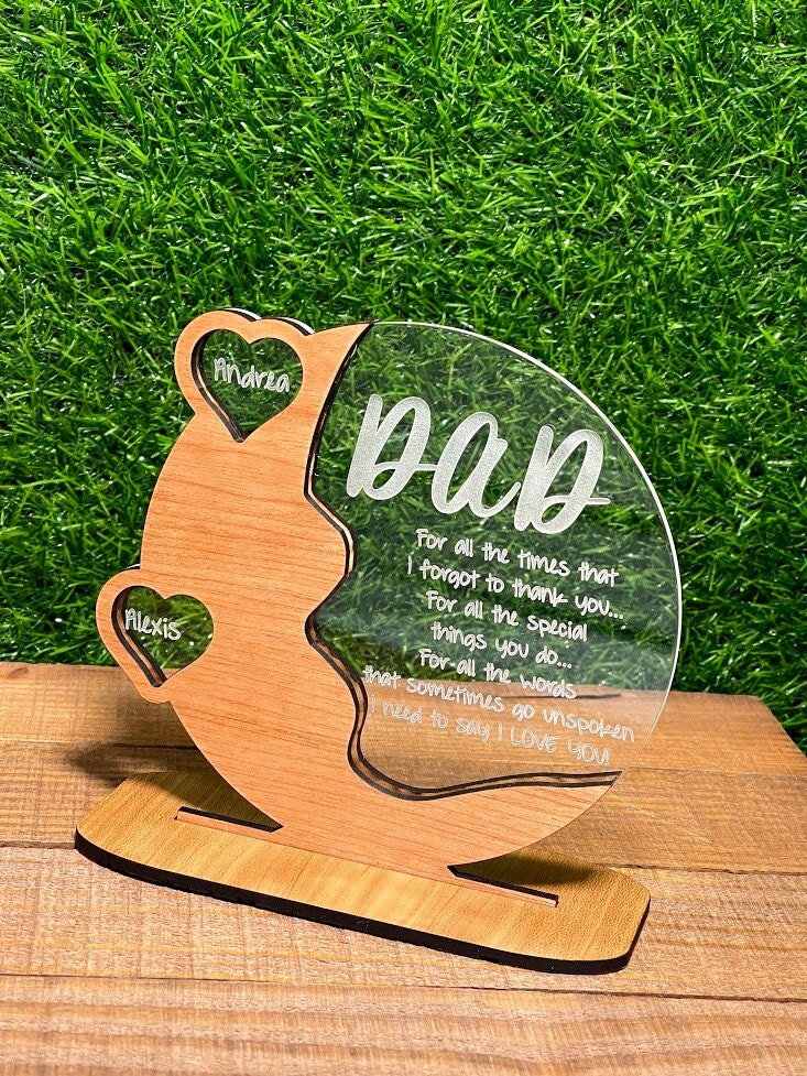 Father's  Day Personalized Cherrywood - Acrylic - Birch wood  Plaque, Beautiful gift -  Grandpa - Dad