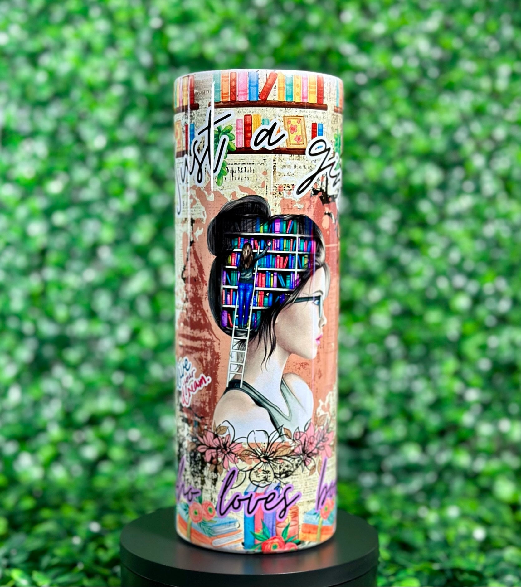Personalized Just a girl who loves books - 20oz Skinny Tumbler - Sublimation, Epoxy, Glitter, Book Lover Gift,