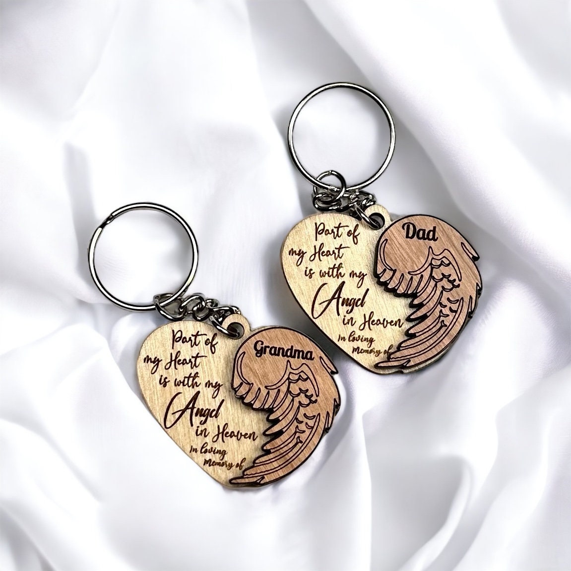Personalized Memorial Keychain, Parts of my heart is with my Angel, Loss of a loved one, , Keychain heart, Grief gift, Bereavement gift