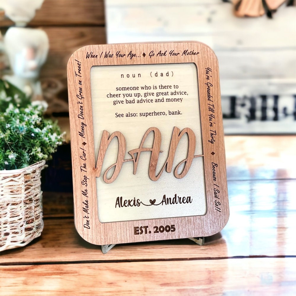 Personalized Wooden Dad or Grandpa Plaque with Names and Date