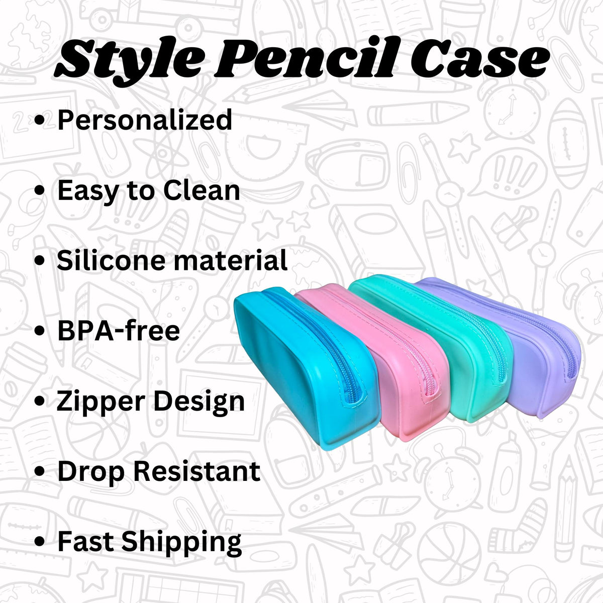 Personalized Pencil pouch Back to school Supplies for kids Pencil storage silicone case gift kids Colorful Pencil case gift for
