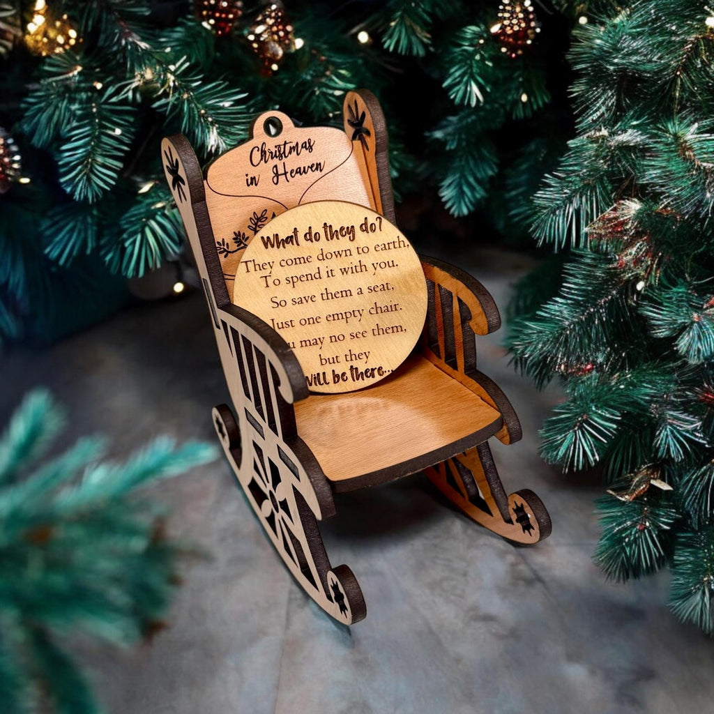 Christmas in Heaven Ornament  Memorial Rocking Chair Keepsake