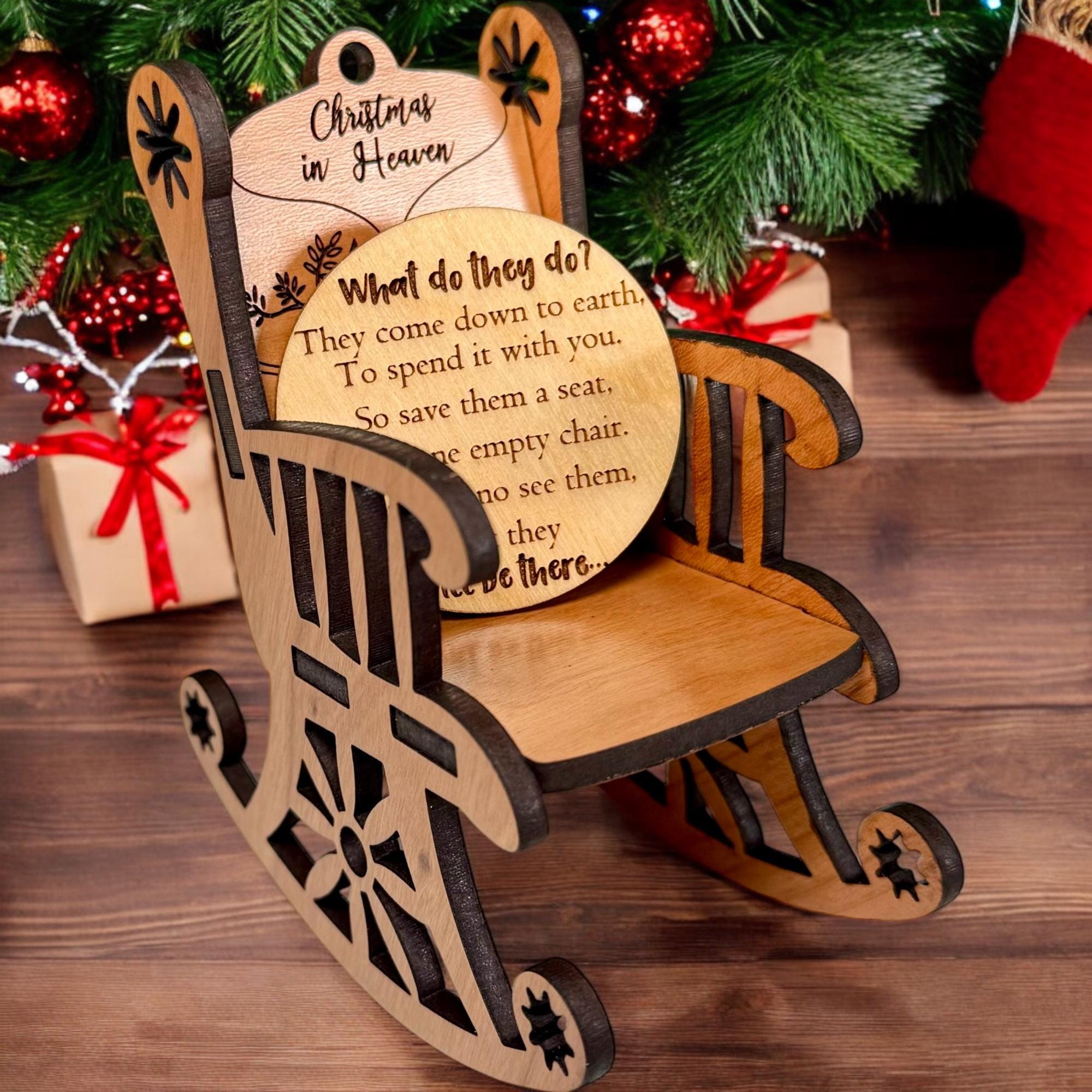 Christmas in Heaven Ornament  Memorial Rocking Chair Keepsake