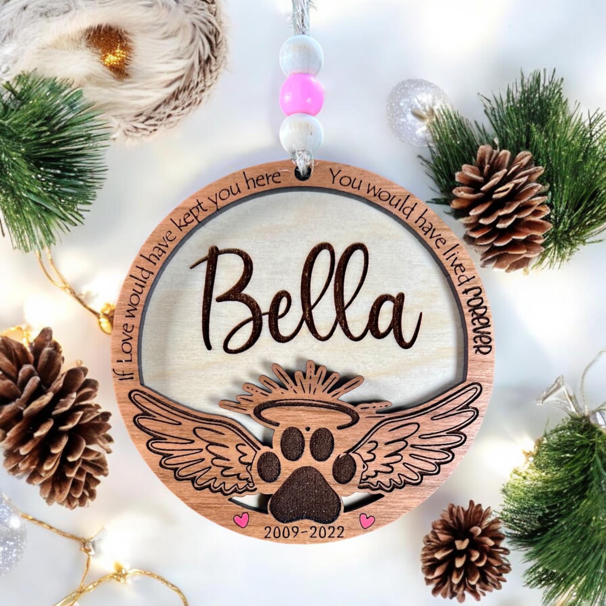 Personalized Pet Memorial Ornament, Paw Wings, Dog Cat Loss Gift