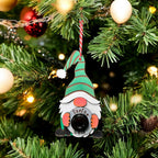 Set of Santa Cam gnome ornaments with red and green hats, adding charm to holiday decorations