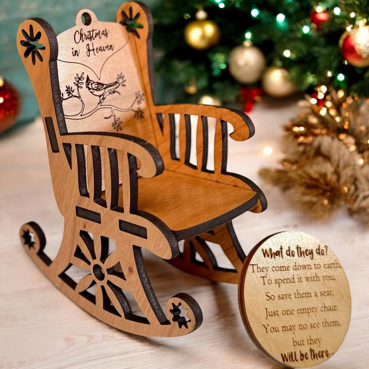 Christmas in Heaven Ornament  Memorial Rocking Chair Keepsake