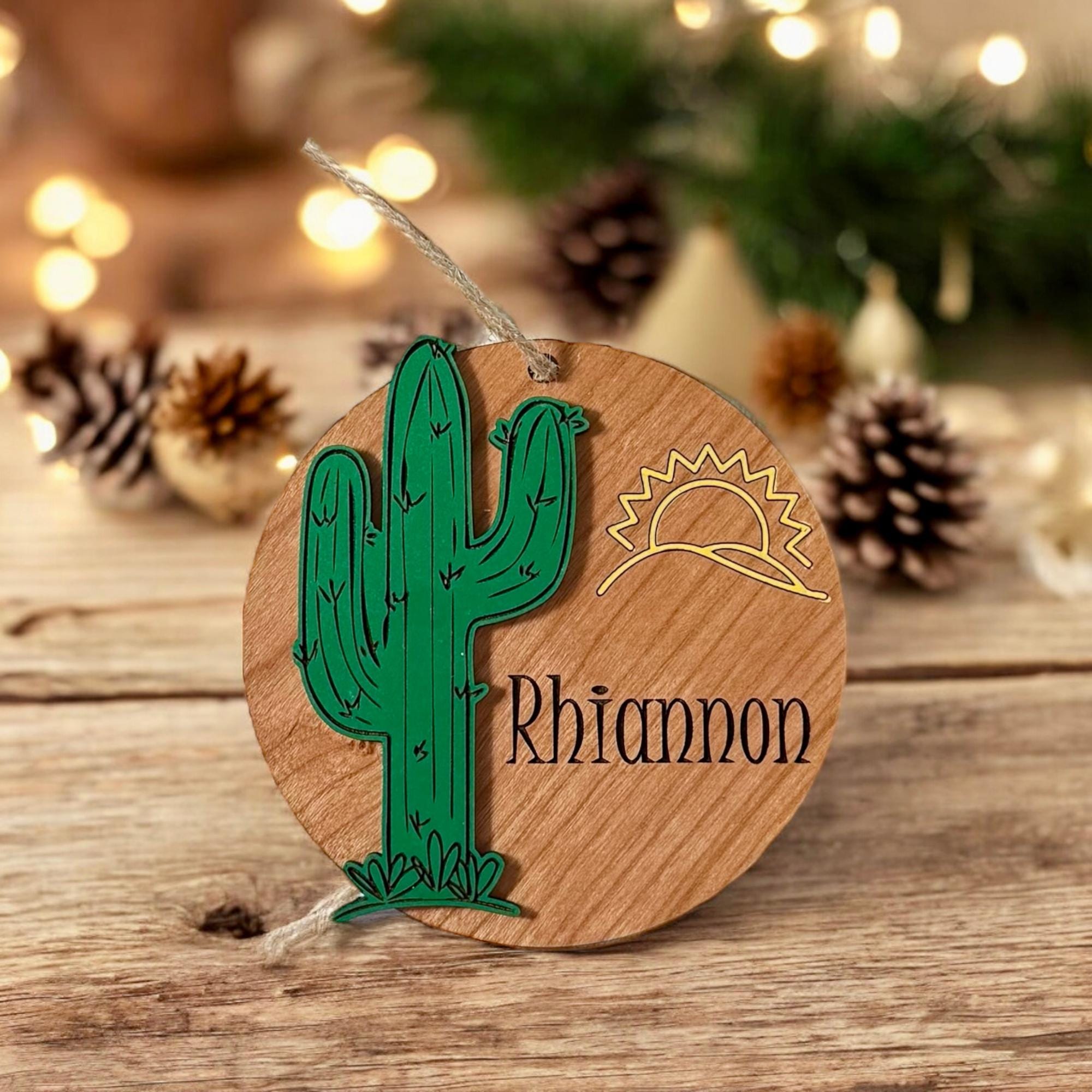 Personalized Cactus Christmas Ornament with Name