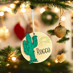 Personalized Cactus Ornament Desert Sun Christmas Decoration Southwestern Name Keepsake Rustic Boho Tree Ornament