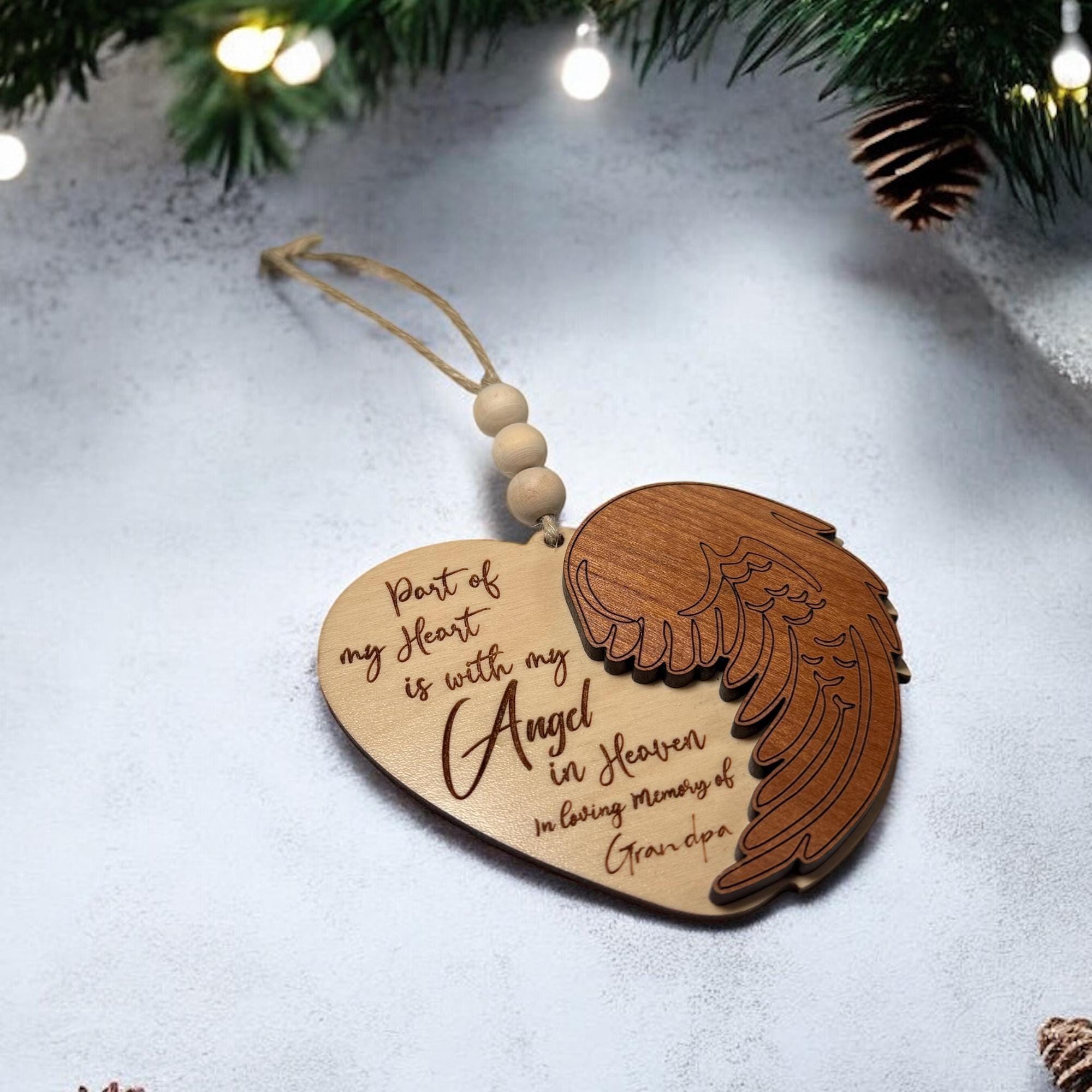 Personalized Angel Wing Memorial Christmas Ornament