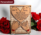 Personalized wooden couples plaque with heart and pinky promise design, perfect for Valentine’s Day or anniversary gifts.