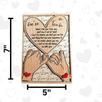 Elegant custom wooden gift for couples, engraved with names and a sweet love message