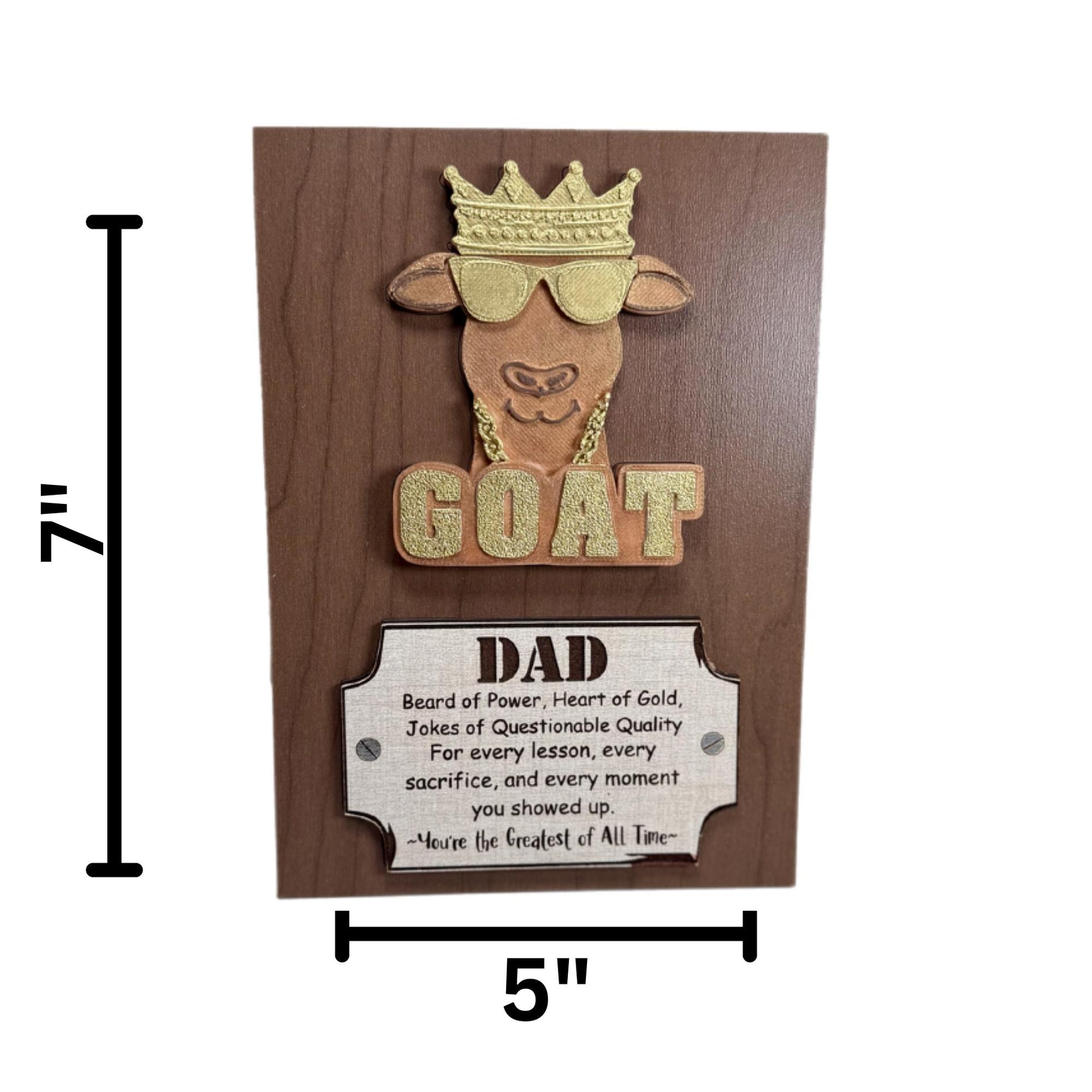 Funny Dad Plaque Gift for Father's Day with GOAT Design and Heartfelt Message for Dad Appreciation from Kids Best Dad Gift