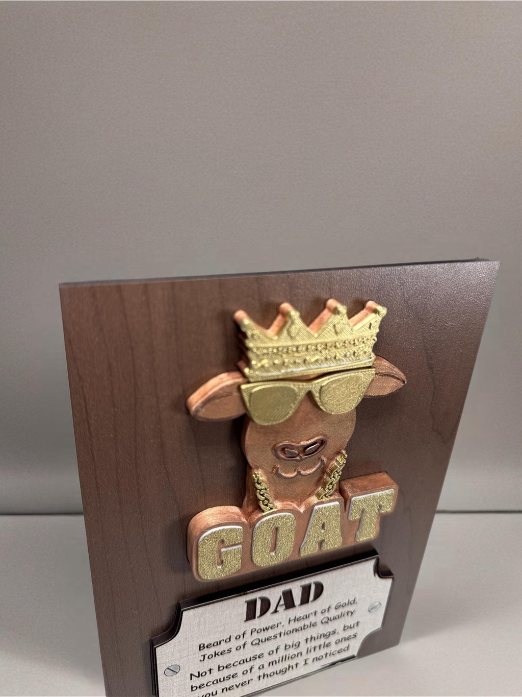 Funny Dad Plaque Gift for Father's Day with GOAT Design and Heartfelt Message for Dad Appreciation from Kids Best Dad Gift
