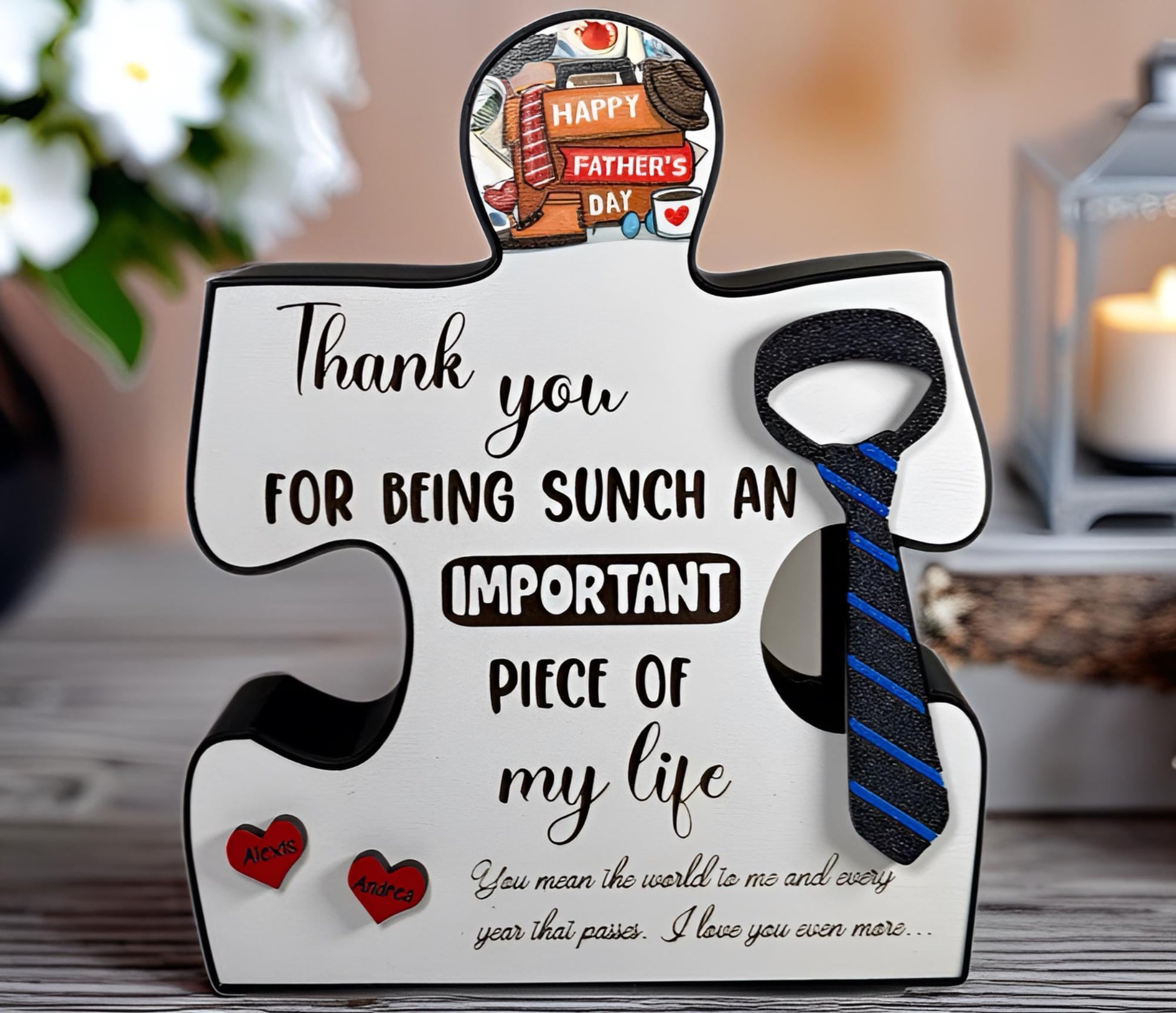 Personalized Father’s Day 3D Puzzle Piece Plaque Gift for Dad from Kids Unique Gift for Him New Dad Sentimental Present for Grandpa Gift