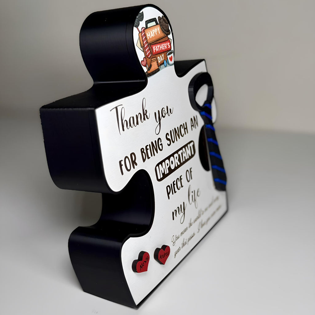 Personalized Father’s Day 3D Puzzle Piece Plaque Gift for Dad from Kids Unique Gift for Him New Dad Sentimental Present for Grandpa Gift