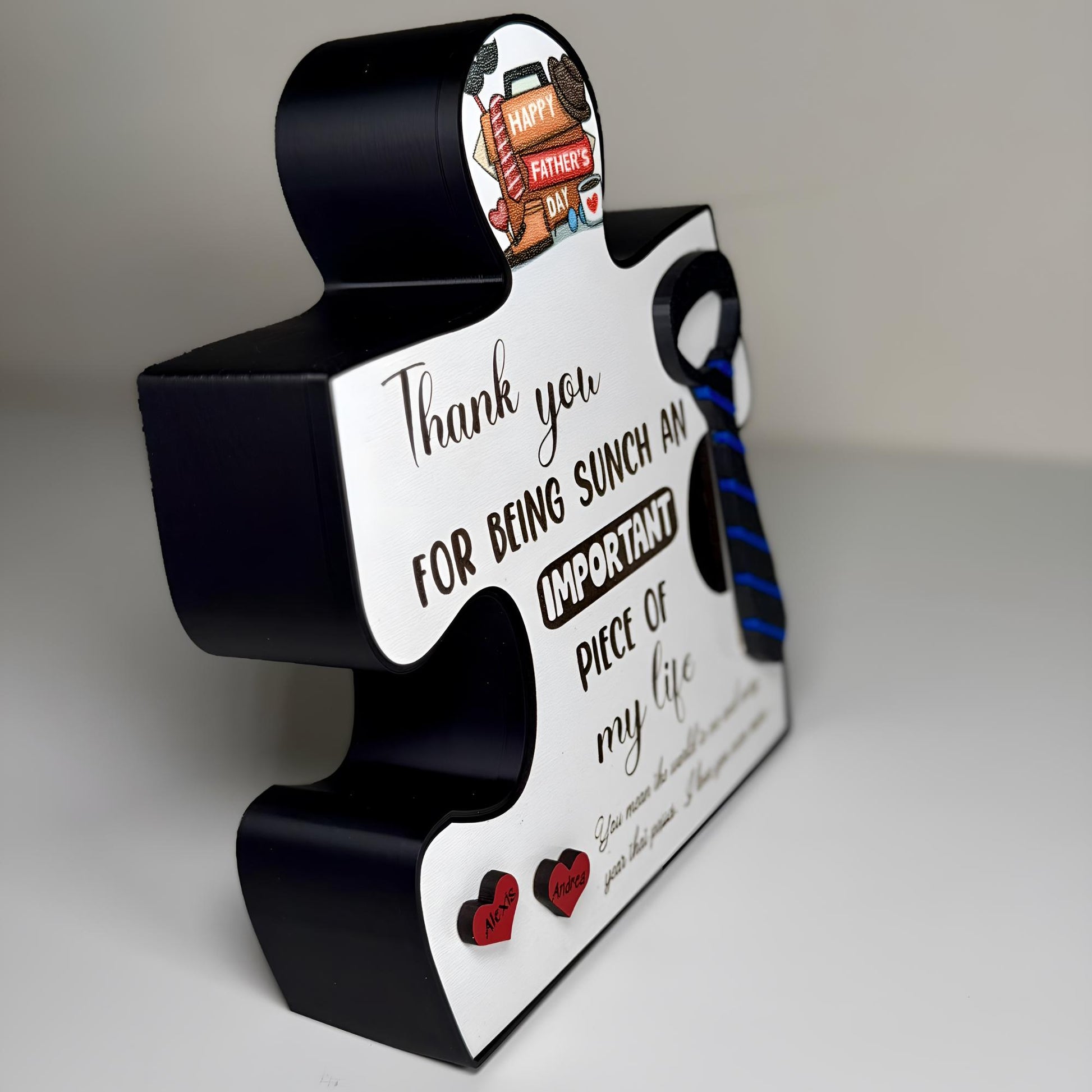 Personalized Father’s Day 3D Puzzle Piece Plaque Gift for Dad from Kids Unique Gift for Him New Dad Sentimental Present for Grandpa Gift
