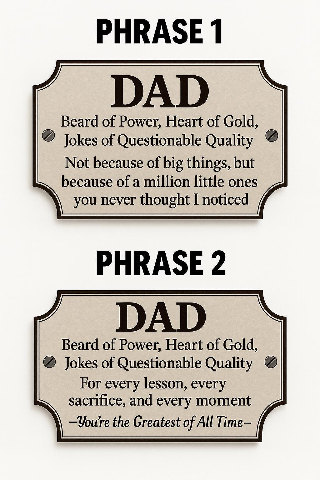 Funny Dad Plaque Gift for Father's Day with GOAT Design and Heartfelt Message for Dad Appreciation from Kids Best Dad Gift