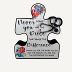Customizable floral puzzle piece decor gift thanking medical professionals with heartfelt quote.