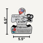 Puzzle piece appreciation gift designed for nurses and doctors with customizable colors and text.