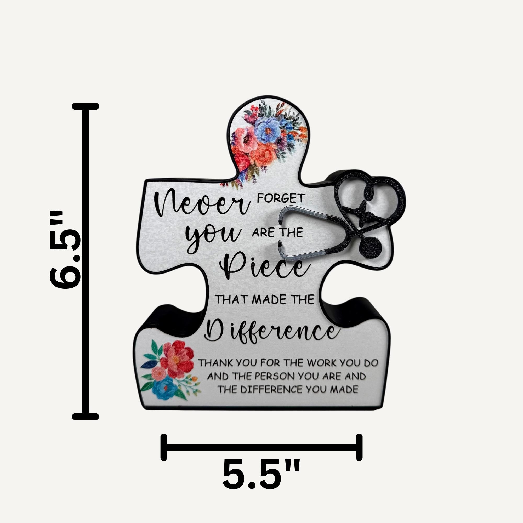 Puzzle piece appreciation gift designed for nurses and doctors with customizable colors and text.