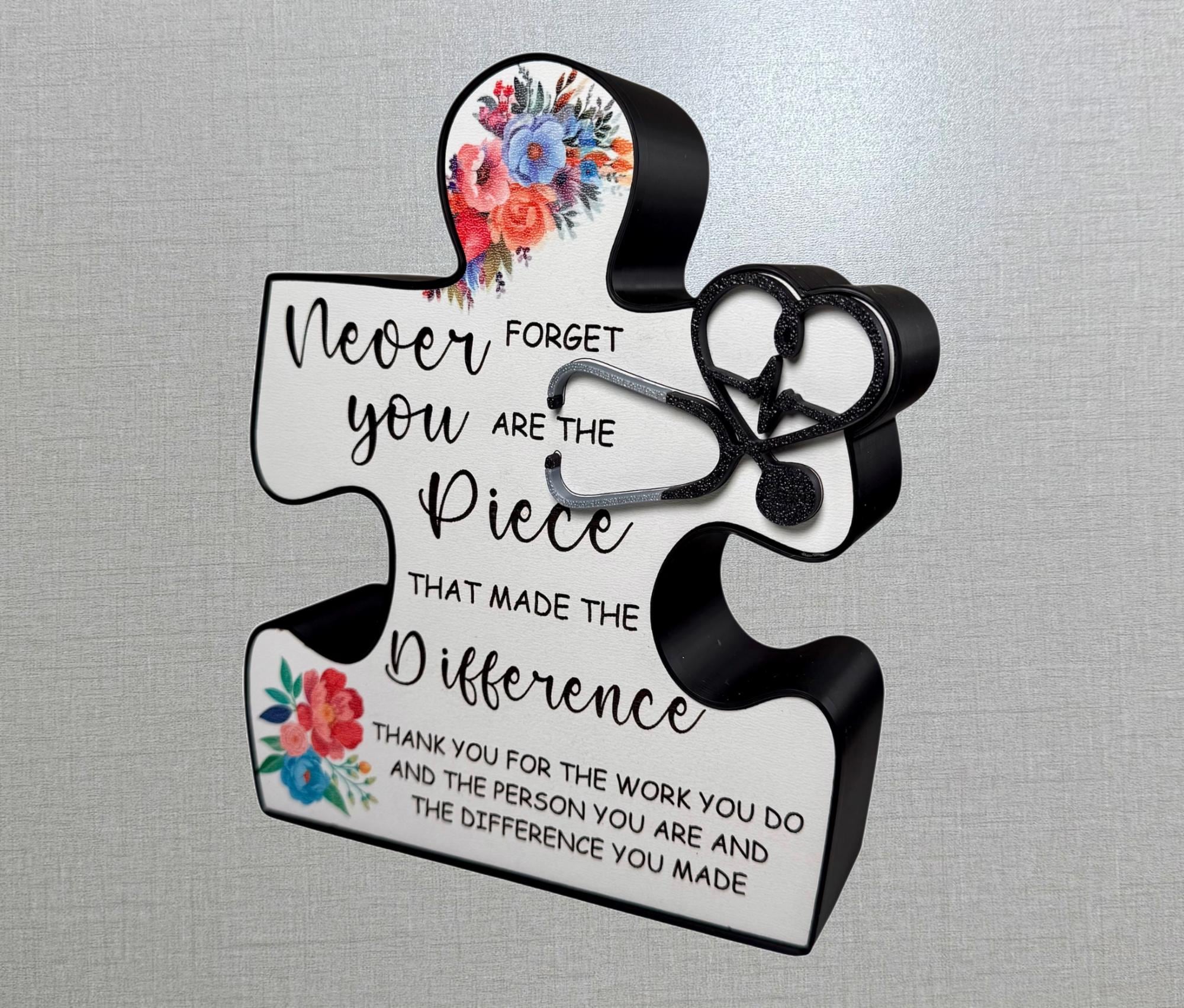 Thank You Gift for Healthcare Workers | Puzzle Piece Appreciation Gift | Personalized Nurse, Doctor Recognition Gift | Customizable Decor