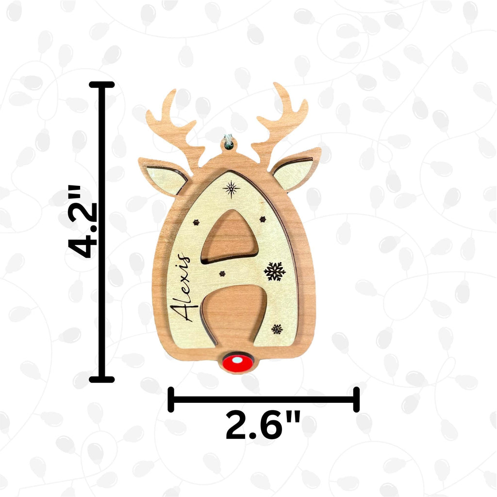 Personalized Reindeer letter ornaments stocking tags