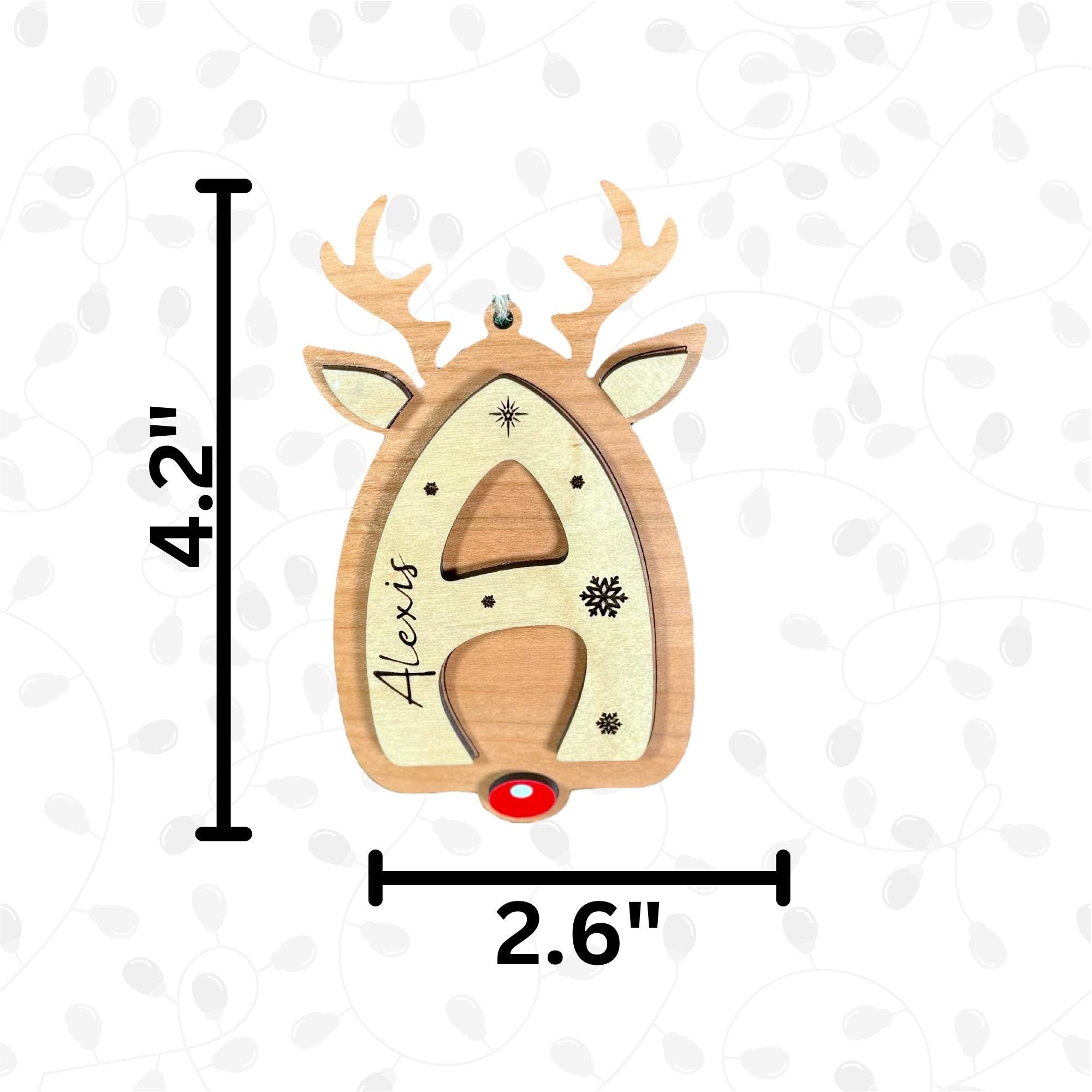 Personalized Reindeer letter ornaments stocking tags