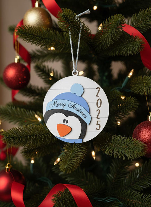 2026 Hand Painted Wood Christmas Ornaments, Santa, Snowman, Penguin, Deer