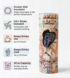 Book club gift tumbler with colorful library wrap design, 20oz stainless steel insulated sublimation cup