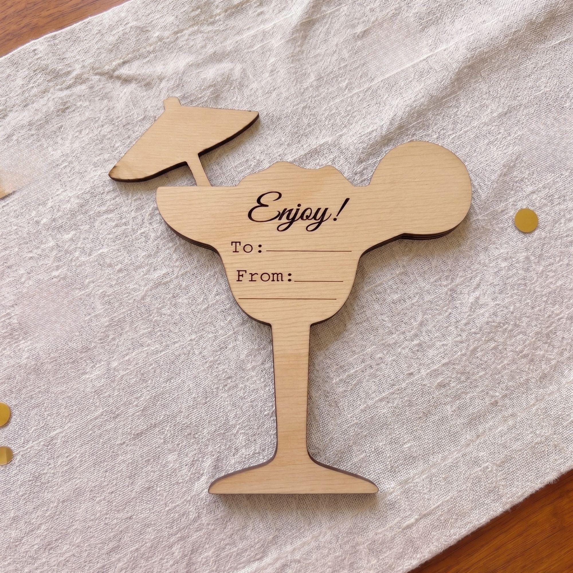 Margarita Gift Card Holder Birch Cocktail Gift for Birthdays and Celebrations