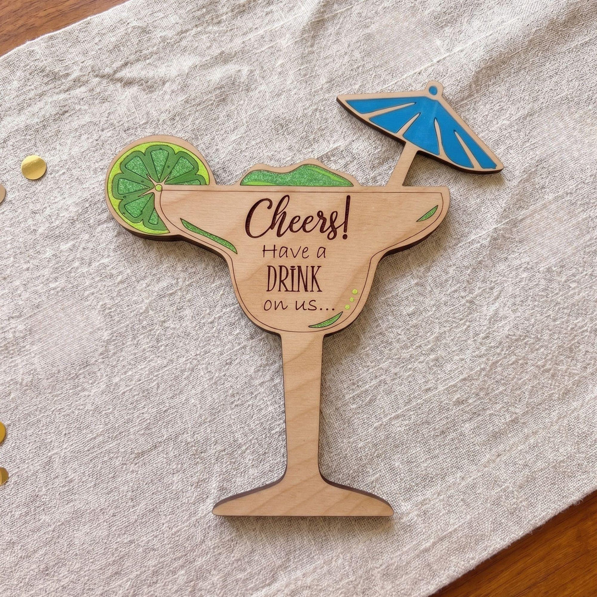 Margarita Gift Card Holder Birch Cocktail Gift for Birthdays and Celebrations