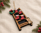 Personalized Family Christmas Ornament, Wooden Stocking Ladder with Names and Year